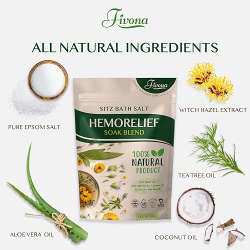 Hemorrhoid Treatment Sitz Bath Salt - Natural Soak Blend Epsom Salt with Essential Oils, Postpartum Recovery and Discomfort Relief, Perineal Care Soaking for Fissures and Bartholin Cysts - 14.1oz - Image 4