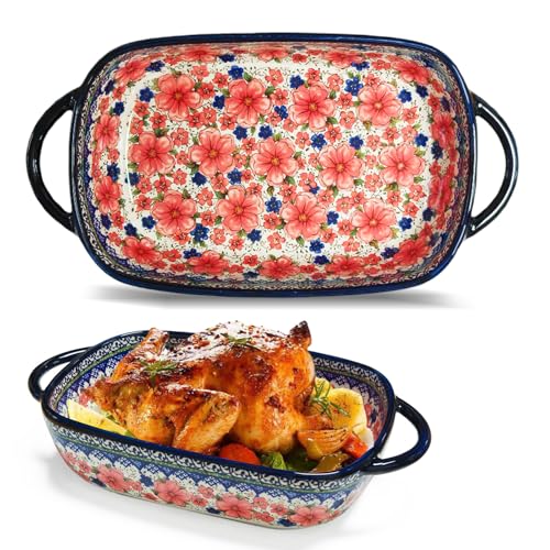 MeYuxg Auflaufform Keramik,Lasagneform Mit Griffen 23.5x13cm,Vintage Keramik Rechteckig Ofenform,Bunt Glasiertes Kleines Ofenform Porzellan Backform Für Lasagne,Tiramisu,Auflauf (Tintenpflaume)