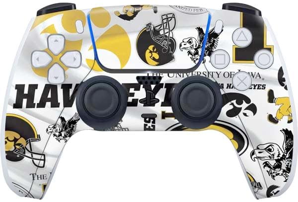 Skinit Decal Gaming Skin Compatible with PS5 Controller - Officially Licensed University of Iowa Hawkeyes Pattern Design