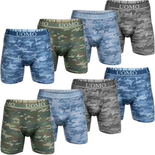 Pesail Herren Boxershorts mit verlängertem Bein, 4er/8er Pack, Gr. M-6XL, Baumwolle, Bequeme Unterhose, enganliegende Retroshorts ohne kratzenden Zettel, Langes Bein 3XL 8er Pack Farbmix 4