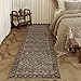 HUGEAR 2x6 Runner Rug Machine Washable Brown Hallway Area Rugs Indoor Accent Rugs Floral Low Pile Carpet Distressed Throw Rug Bedroom Living Room Office Dining Kitchen Laundry Non Slip