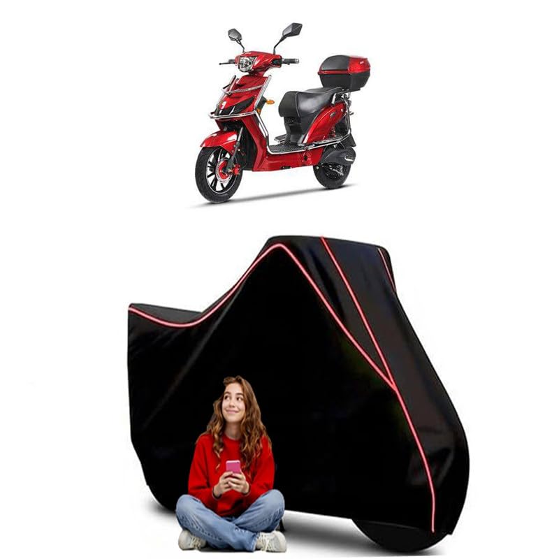 Image of Avan Motors Xero Plus BS6 Scooty Bike Cover Water Resistant Outdoor Use Universal Fit Scooters Motorcycles Heavy Duty UV Protection Dust Rain Scratch Resistant Elastic Bottom Black Blue Piping