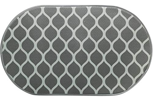 S&T INC. Microfiber XL Pet Bowl Feeding Mat, Anti-Skid and Absorbent, 16 Inch x 27.5 Inch, Grey Trellis