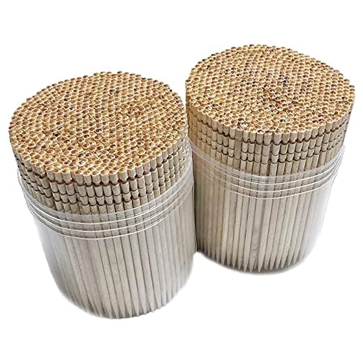 Makerstep 1000 Wooden Toothpicks Ornate Handle in Toothpicks Holder Container 2 Packs of 500, Good for Craft, Party, Cocktail Picks, Cleaning Teeth, Appetizer.