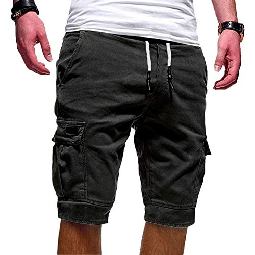 Percetey Herrenhalbhose Mehrere Bissen Tasche ist locker Freizeithose für Herren Sommer Men Half Pants Multi-Pockets Loose Breathable Male Casual Pants for Summer
