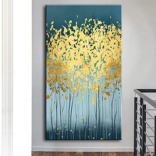 Impression HD image abstraite arbre doré art mural sur toile de qualité pour salon raffiné - 3