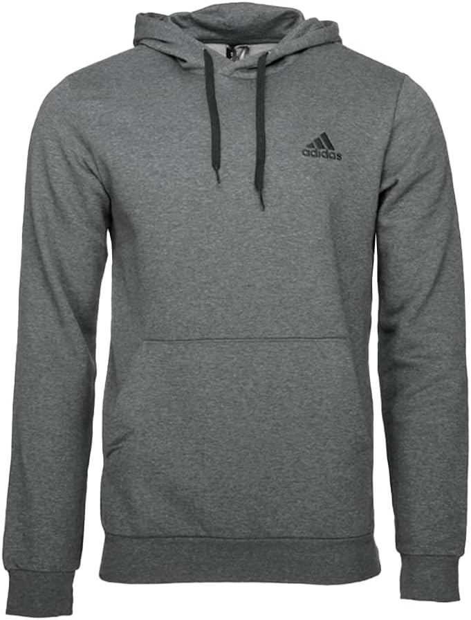 adidas Men's Essentials Fleece Hoodie, Dark Grey Heather/Black, Medium - Image 4