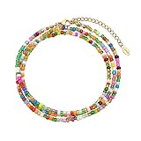 Multilayered Beaded Anklets for Women , Handmade Boho Colorful Beads Ankle Bracelets Foot Anklet,Adjustable Minimalist Summer Beach Foot Chain Anklet Surfer Jewelry Gifts for Her Girlfriend Sister