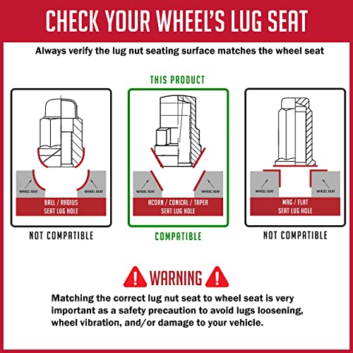 Wheel Accessories Parts M14 2.0 14X2.0 Thread Closed End Bulge 1.38" Long Locking Wheel Lug Nuts Lock Chrome Dual Hex Key 13/16" And 3/4" Fits 2000 To 2004 Ford F150 Expedition #TOP4