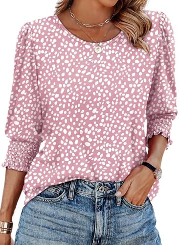 XIEERDUO Summer Tops for Women Trendy 3/4 Sleeve Womens Long Sleeve Shirts Dressy Blouses Vacation Outfits Women's Fashion Clothing Resort Wear 2026 L