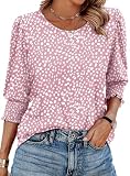 XIEERDUO Tops for Women Trendy 3/4 Sleeve Womens Shirts Dressy Casual Blouses Business Casual Outfits Women's Fashion Clothing S