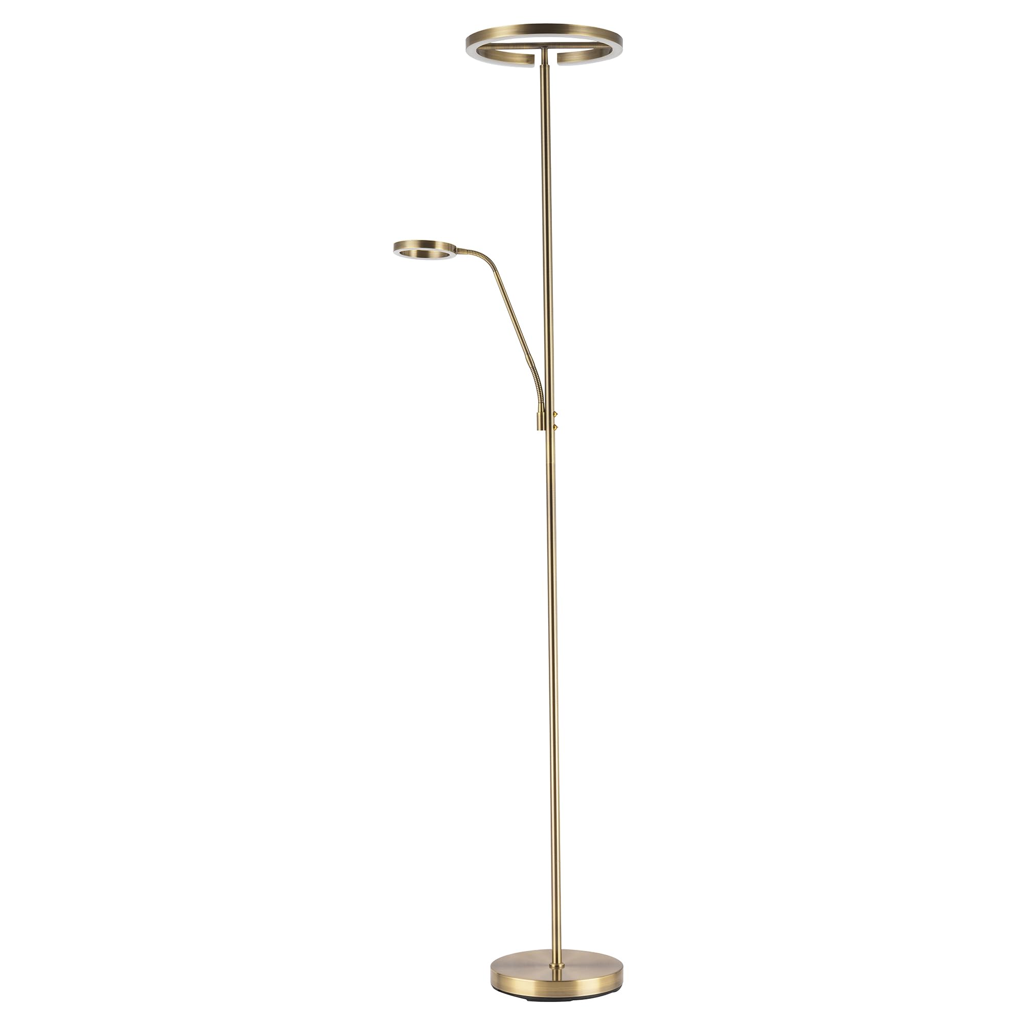 Rackhams Light Halo Led Mother And Child Floor Lamp In Antique Brass With Dimmers