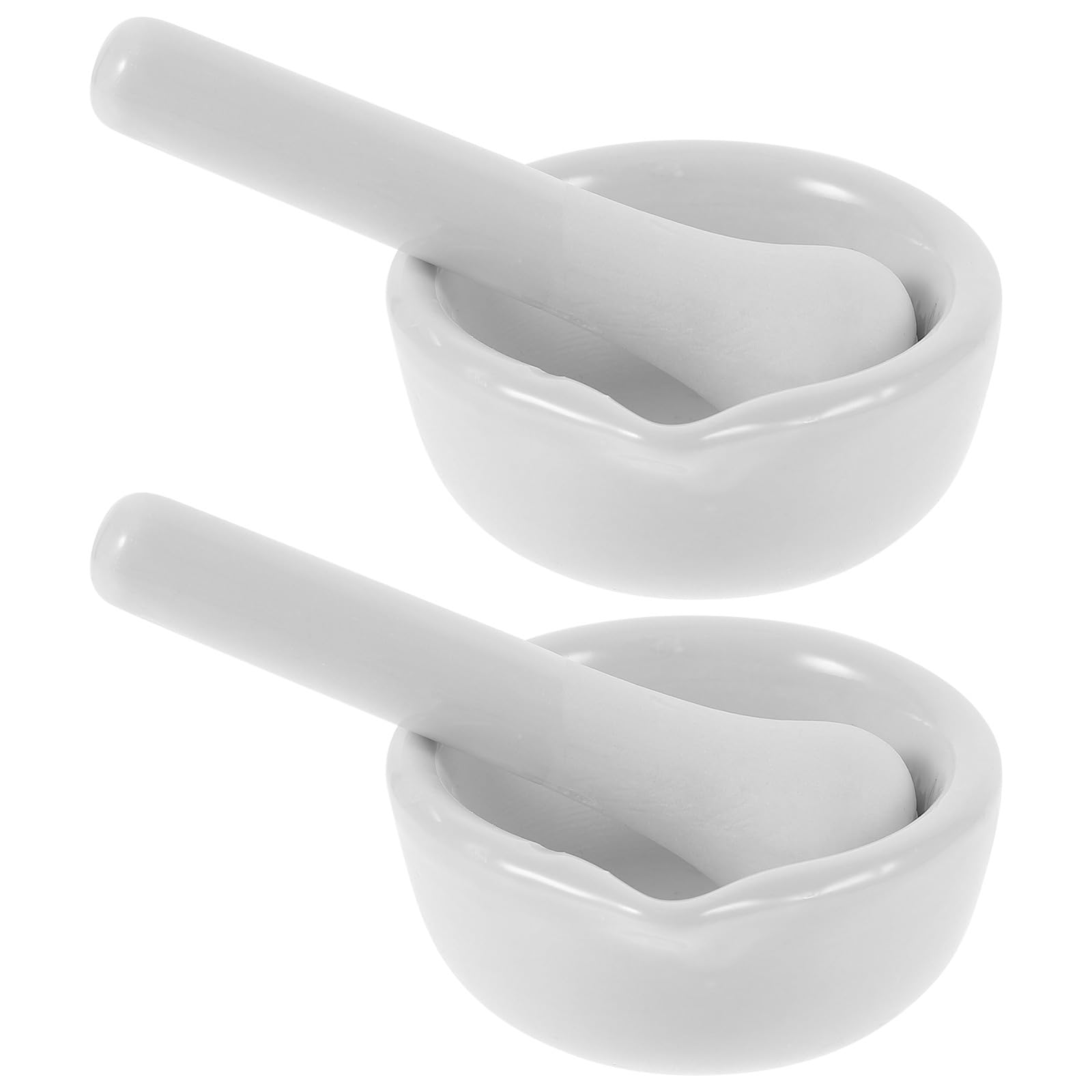 Cabilock Mörser mit Stößel aus Porzellan, Ø 7.5cm Kleiner Tablettenmörser Set für Medikamente, Pillenzerkleinerer und Gewürze, Ergonomische Reibschale für Küche, Labor und Schluckhilfe, Weiß