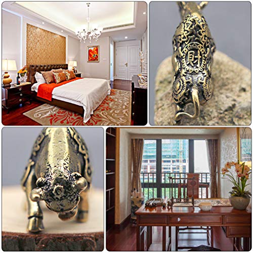 Besportble 2 Pcs Brass Bull Figurine Cow Statue Bull Statue Sculpture Zodiac Ox Sculpture 2021 Chinese New Year Cattle Figure Feng Shui Car Dashboard Table Cake Decorations For Good Luck #TOP3