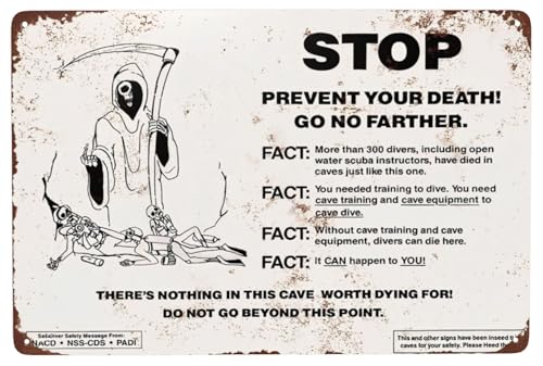 Custom Kraze Höhle Tauchen Warnung Reproduktion Metallschild 8x12