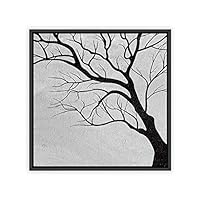 Framed Canvas Wall Art Black and White Brich Canvas Prints Home Artwork Decoration for Living Room,Bedroom - 16x16 inches