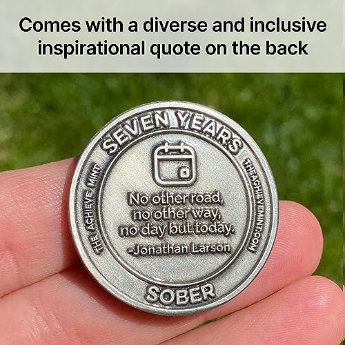 Image of The Achieve Mint 7 Years Sober Token | Seven Years Sober Chip | Non-AA Gift, Non-Religious Medallion for Women and Men Celebrating Sobriety