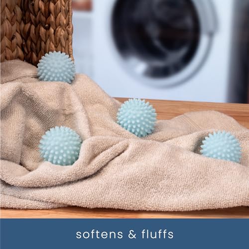 S&T INC. Reusable Plastic Dryer Balls, Fabric Softener for Laundry, Light Blue, 2.5 in, 4 Pack