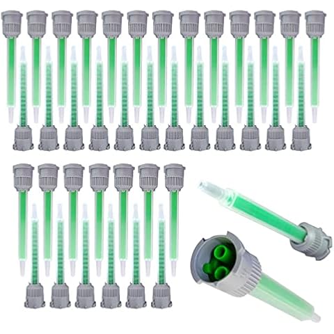 40Pieces Epoxy Mixing Nozzles Adhesive Cartridges Tip Static Resin Mixer Tubes for 50ml/1.7oz 16-Element 1:1/2:1 Ratios Blue Cover