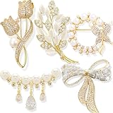 5PCS Brooches for Women, Rhinestone Brooch Pins Vintage Style Dress Pin Elegant Decorative Broches (Jewels, 5)