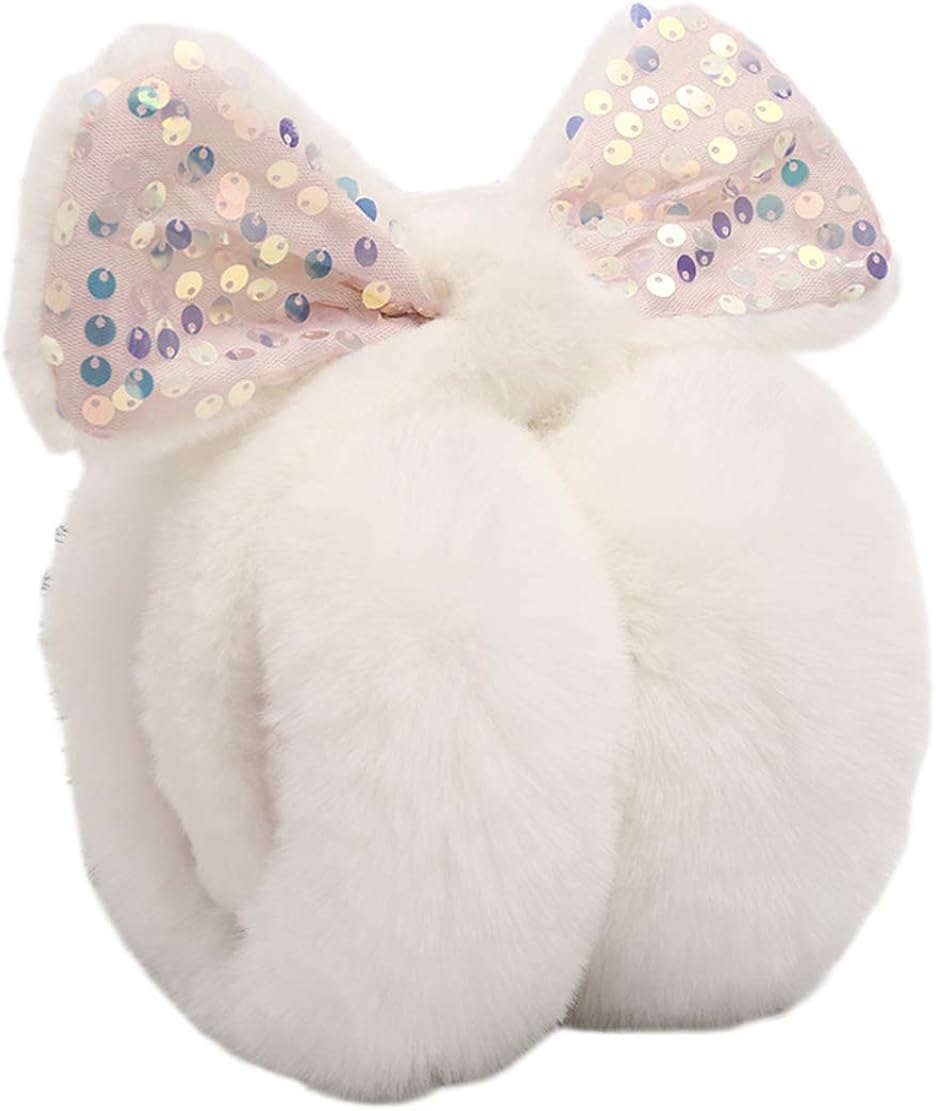 Epsion Women's Winter Warm Cat Ear Earwarmer Knitted Earmuffs for Girls Foldable (B-White, Free): Clothing, Shoes & Jewelry