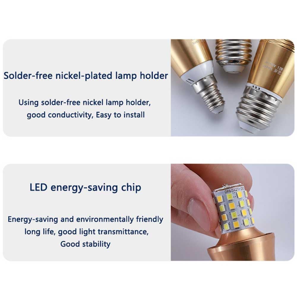 Paquete de 10 bombillas LED de maíz E27 superbrillantes, bombilla LED blanca cálida E27 de 3000 K, sin parpadeo, no regulable, lámpara de iluminación de tres colores con ahorro de energía de 12