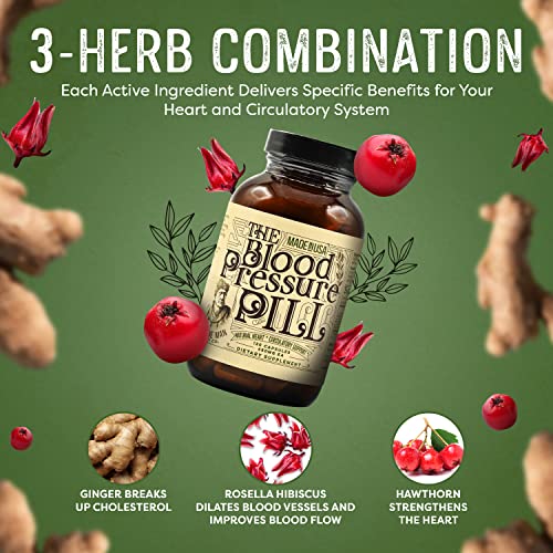 The Blood Pressure Pill 120 Capsules - Natural Herbal Pills For High Blood Pressure With Hawthorn, Rosella Hibiscus, And Ginger - Organic And Herbal Supplements For Lowering Blood Pressure #TOP3