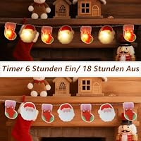 Liyade Weihnachtsmann-Lichterkette 1,65 m 10 LED mit Timer – Ansicht 3