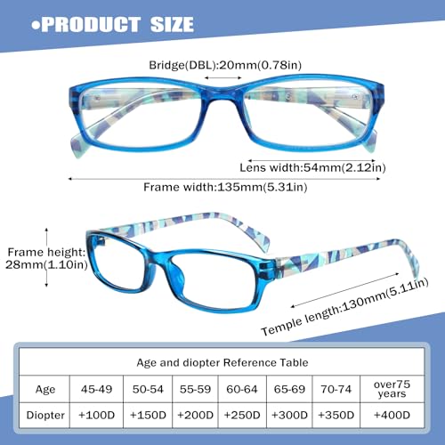 Image of Henotin 6-Pack Reading Glasses Blue Light Blocking Anti Eyestrain Computer Reading Glasses for Women and Men Readers (Mix Color-A, 2.50, Diopters)