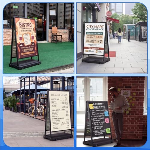 32 in Wide A Frame Sidewalk Sign with Wheels, Double Sided Poster Stand by Wesiti - Image 5