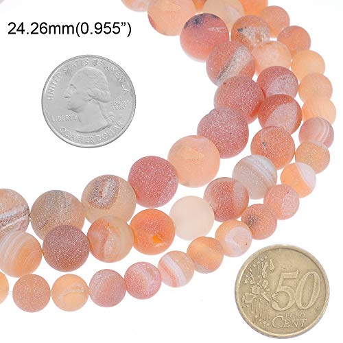8MM 10MM 12MM Natural Gorgeous Matte Fancy Druzy Agate Round Loose Beads Gemstone for Jewelry Making by Ruilong (Orange, 8MM) - Image 3