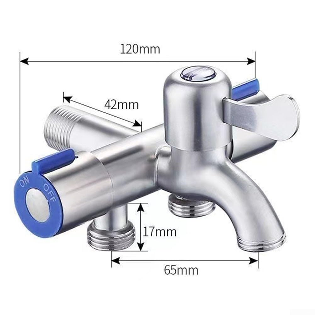 KITANDOVE Divisor De Grifo 3 Vías – 2 Válvulas, Resistente A Altas Temperaturas, Roscas 1/2″