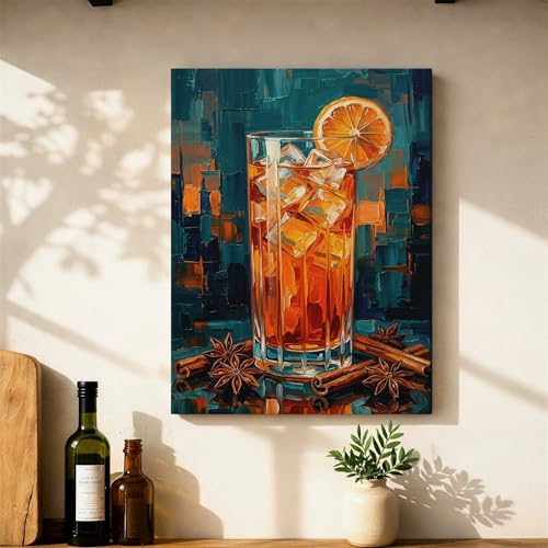Toile murale cocktail orange d'été contemporaine pour décoration intérieure 30x40 cm