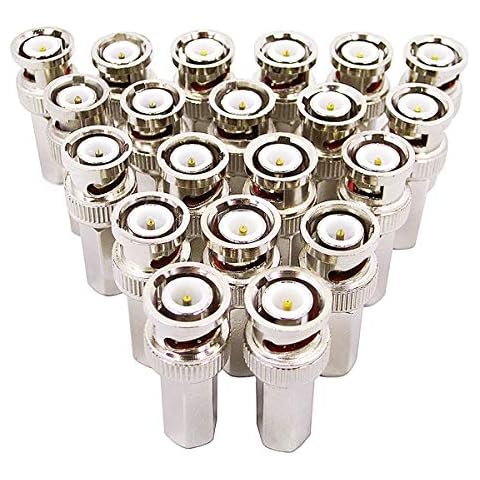 BeElion 20PCS BNC Male Twist-on Coax Coaxial RG59 Connector for CCTV Security Camera Cover
