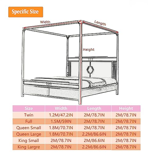 Four Poster Bed Frame - Heavy Duty Metal Full Size Double Bed Frame for Kings & Queens - Sturdy Support, Stylish Design, Ideal for Modern Bedrooms - Image 2