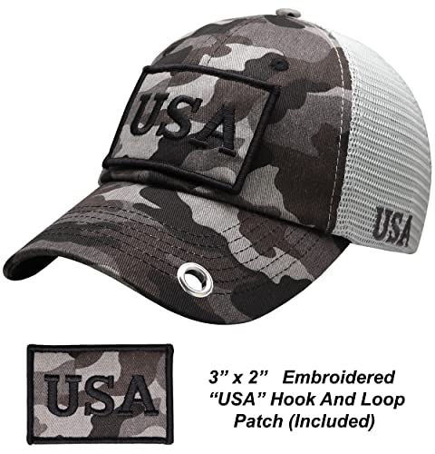 Image of Antourage American Flag Unconstructed Unisex Mesh Snapback Baseball Hat Cap for Men and Women +2 Patriotic Patches Included