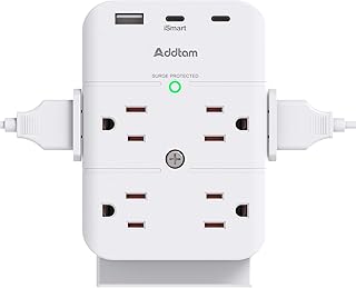 Outlet Extender - Addtam 8 Outlets Splitter with 3 USB Wall Charger (2 USB-C Ports) Surge Protector Multi Plug Outlet, Power Strip Plug Adapter for Home Travel Dorm Room Essentials