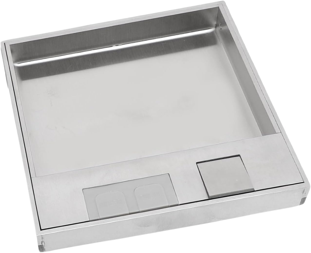 Recessed Floor Electrical Outlet Kit, 2 Prong 6 Holes, Silver Concealed Flat Design - Water Proof Cover, Durable Stainless Steel, Ideal for Tile and Marble Floors