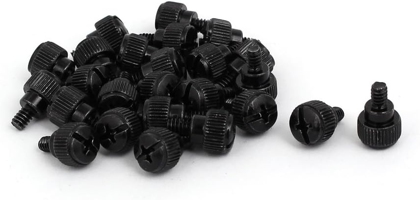 sourcing map M3.5x5mm Male Thread Metal Computer Desktop PC Case Thumb Screws Black 25pcs