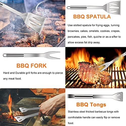 LionRoar 23pcs BBQ Grill Tool, Stainless Steel Grill Tool Set with Storage Case, Babecue Utensils Accessory Kit for Men, BBQ Gift on Fathers Day, Birthday, Christmas