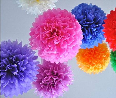 Orino8482; Pom Poms - 5Pcs 2 Sizes Tissue Paper Flowers, Tissue Paper Pom Poms, Wedding Decor, Party Decor, Pom Pom Flowers, Tissue Paper, Tissue Paper Flowers Kit, Pom Poms Craft, Wedding Pom Poms, Pom Poms Decoration (Pink&Light Pink) #TOP5