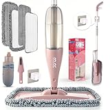 360° 3-in-1 Microfiber Spray Mop for Floor Cleaning Dry Wet Dust Mop for Hardwood, Laminate, Tile & Wood Floors Large Capacity Bottle 4 Reusable Pads Scraper Holder Kitchen Multi-Surface