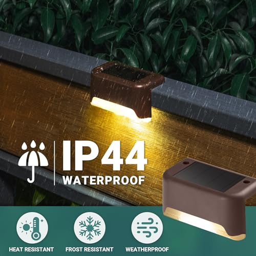 image for GIGALUMI Solar Deck Lights Outdoor, 16 Pack Waterproof LED Solar Light