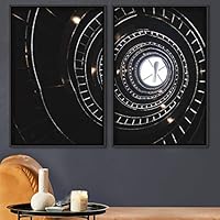 2 Piece Framed Canvas Wall Art Stairs Architecture Canvas Prints Home Artwork Decoration for Living Room,Bedroom - 16