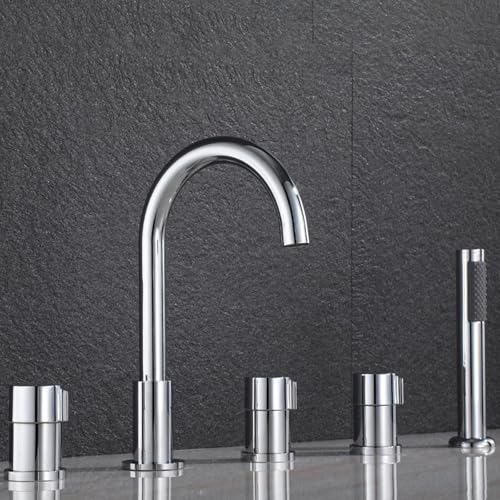 Laiton de qualité supérieure pour ce mitigeur de douche argenté 5 trous de luxe - 2