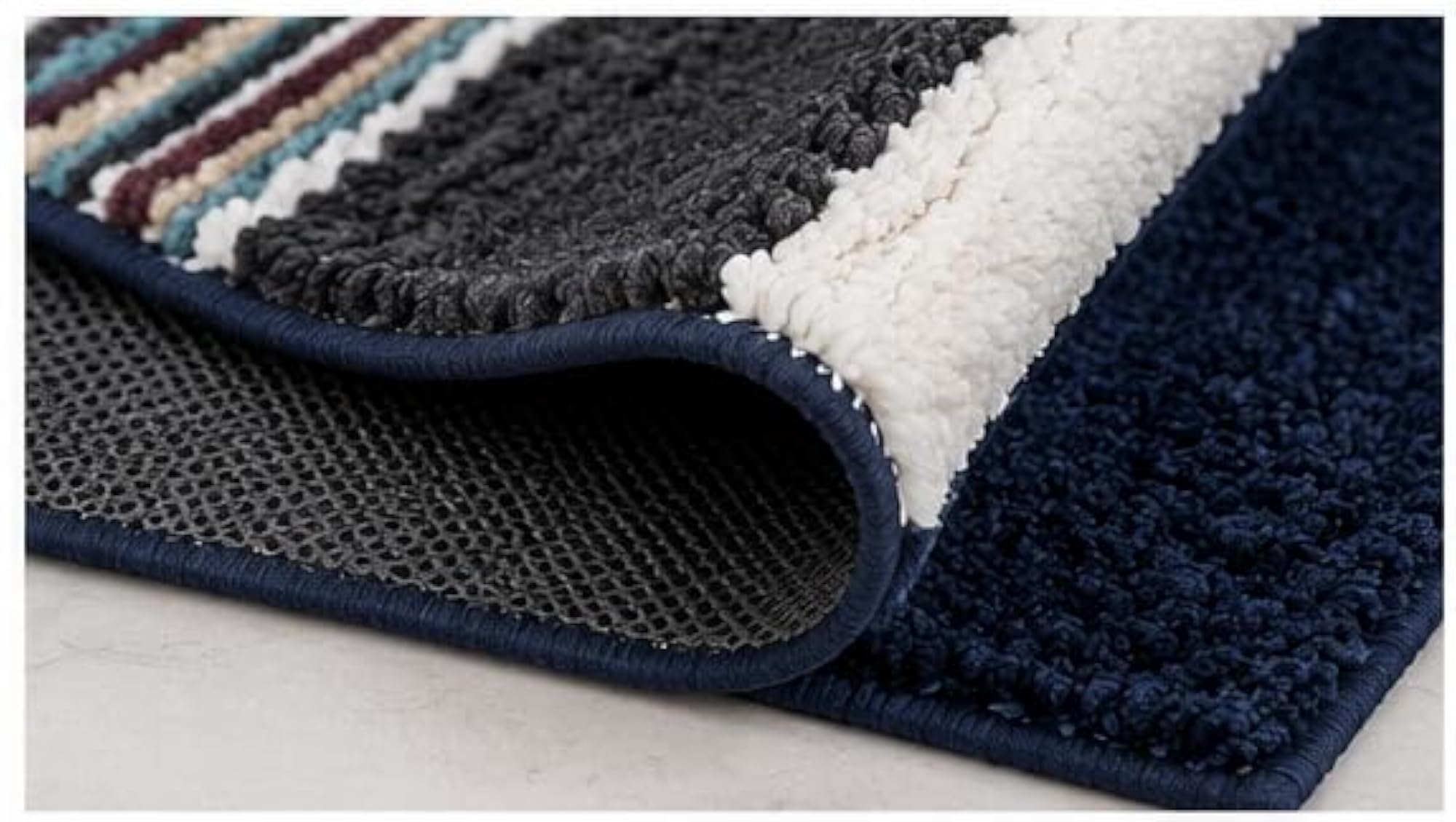 Striped Microfiber Doormat, Multicolour, 40 x 60 cm