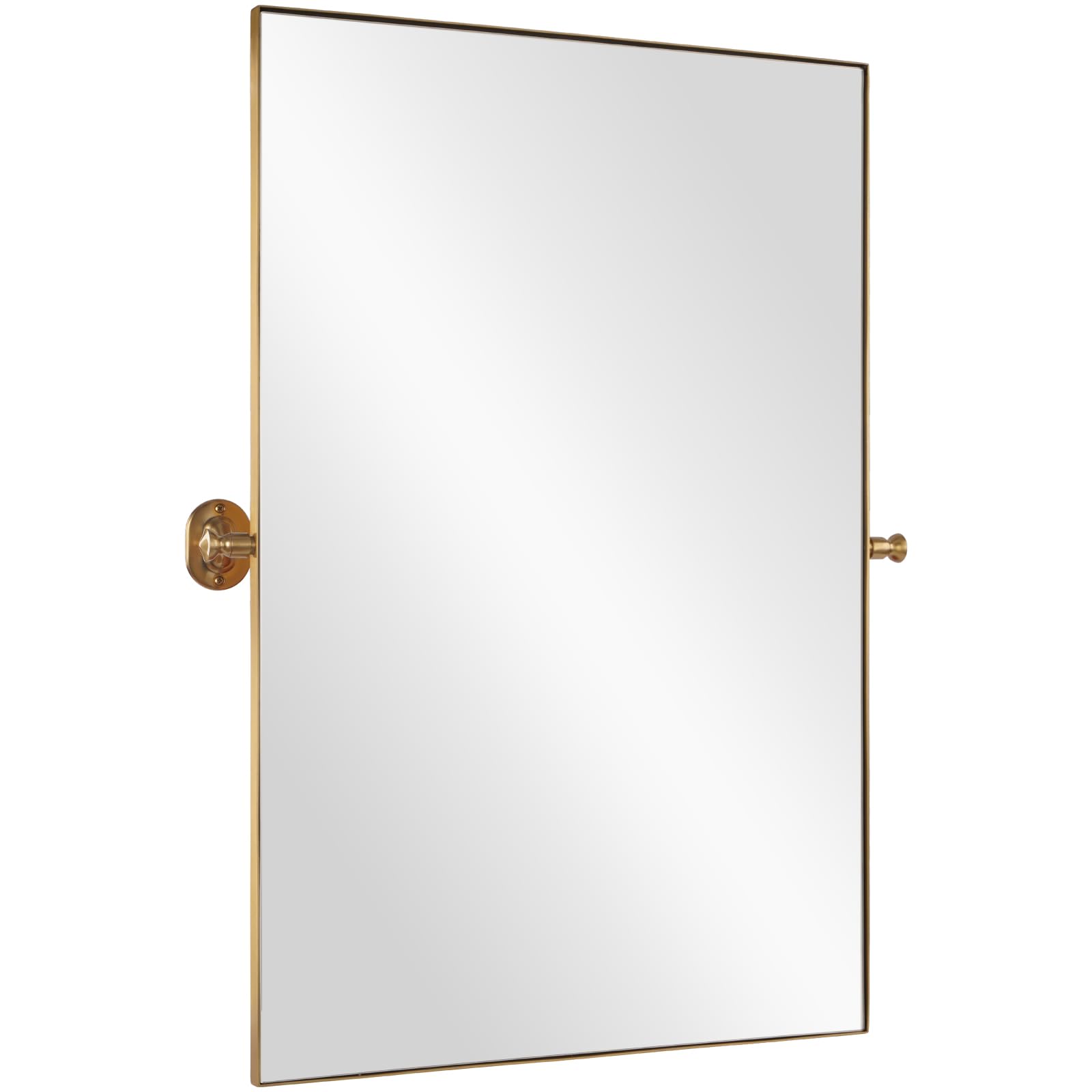 bolrok Gold Pivot Bathroom Mirror 30 x 40 Inch Tilting Rectange Vanity Mirrors with Stainless Steel Frame, Adjustablle Tilt Square Brushed Gold Wall