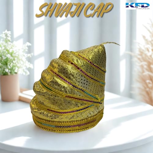 Image of Kaku Fancy Dresses Shivaji Maharaj Pagdi /Pheta Traditional Indian Headwear for Kids | Cultural & Fancy Dress Turban for Festivals, School Plays & Historical Events - White /Golden