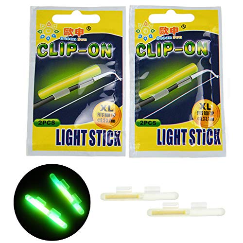 THKFISH Fishing Glow Sticks Rod Tip Glow Sticks Fishing Rod Floats Glow Sticks Fishing Rod Night Fishing Light Fishing Green Fluorescent Light 20pcs(10bags) #M