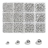 TLAOKLIU 1800Pcs Silver Spacer Beads 3/4/6/8mm Silver Beads Kits for Bracelet Jewelry Making